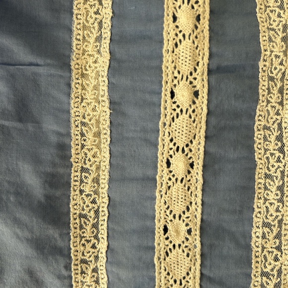 Anthropologie Light Blue Eyelet Lace-Trim Flutter Sleeve Top - Picture 9 of 16